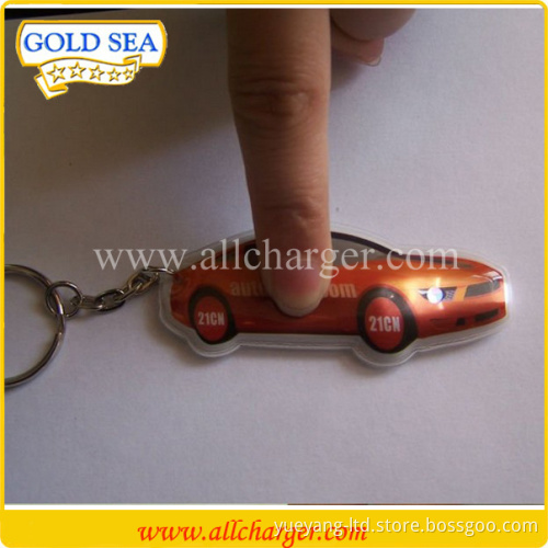 Free logo print Mini LED keychain light waterproof soft pvc customized shape